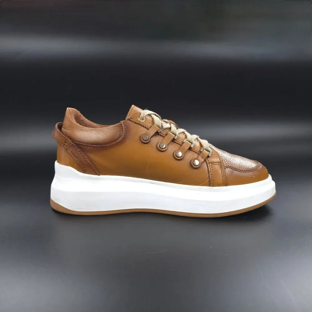 FRANCO CUADRA Shagreen Leather Sneakers Brown Minimal Quiet Luxury Downtown Girl
